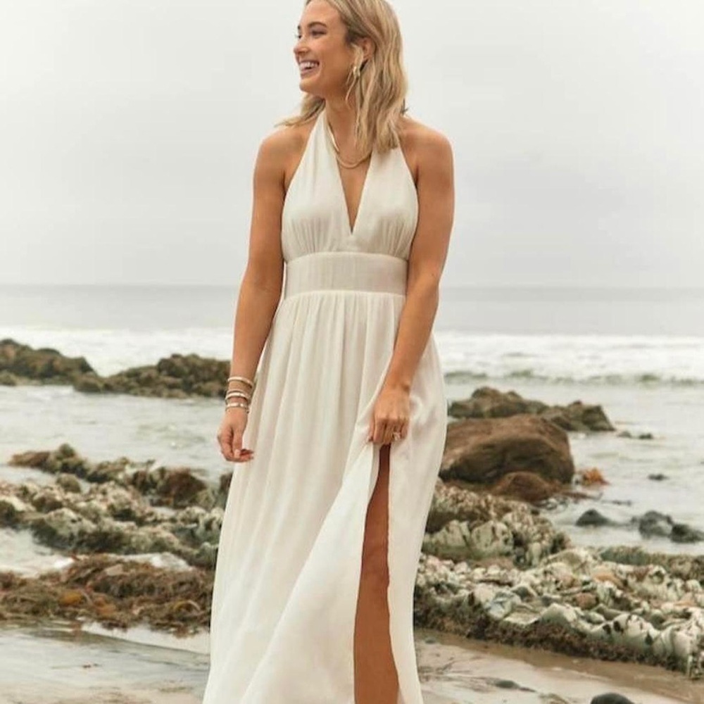 Abercrombie & Fitch Cream Halter Maxi Dress